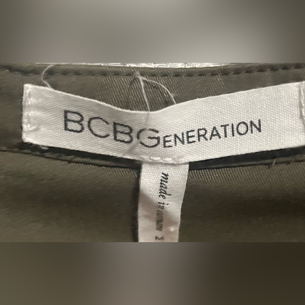 Bcbgeneration Olive Button-Down High-Low Shirt Dr… - image 2
